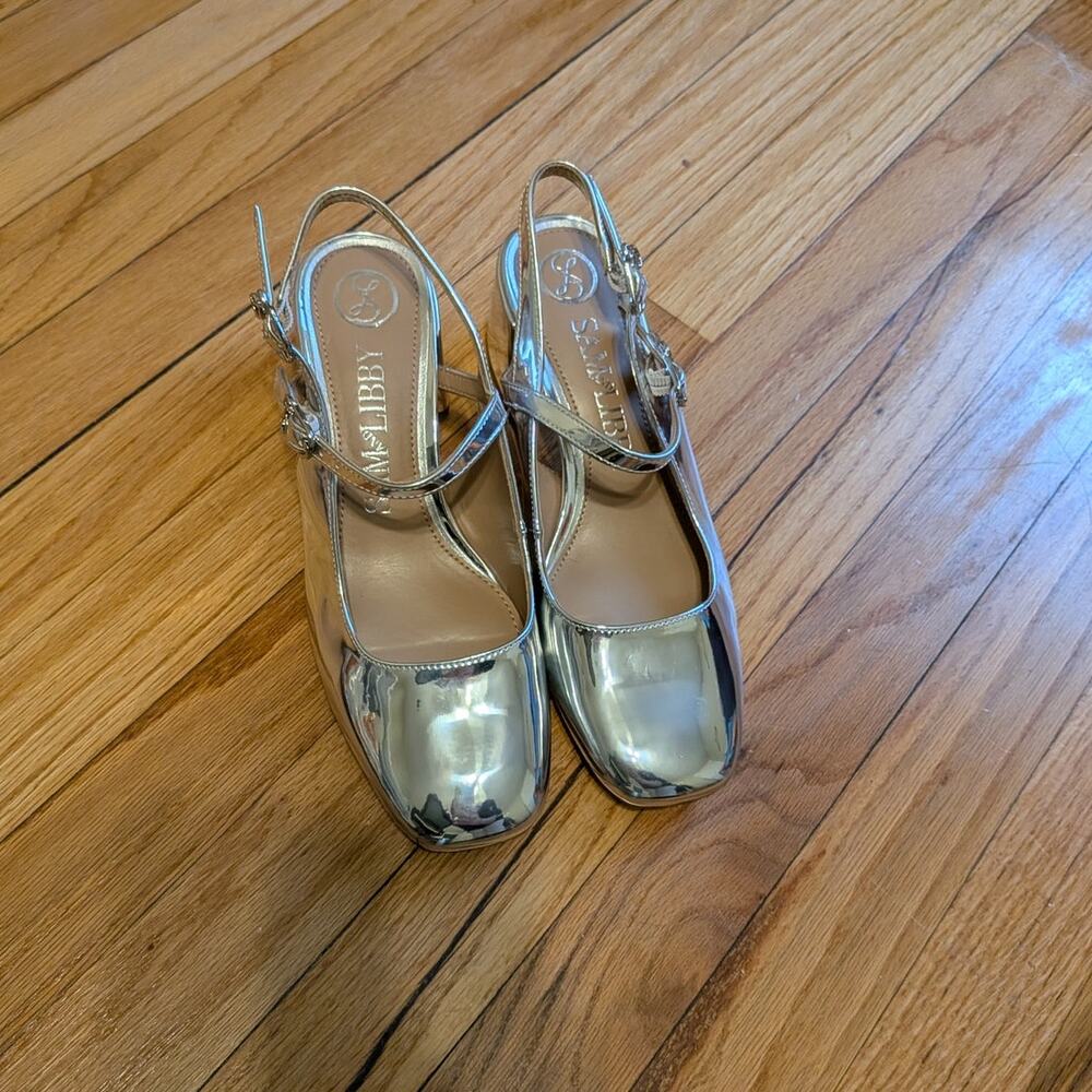 Sam &  Libby SIlver Metallic Chunk Flats Heels